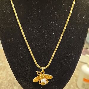 Gold Bee Pendant Necklace